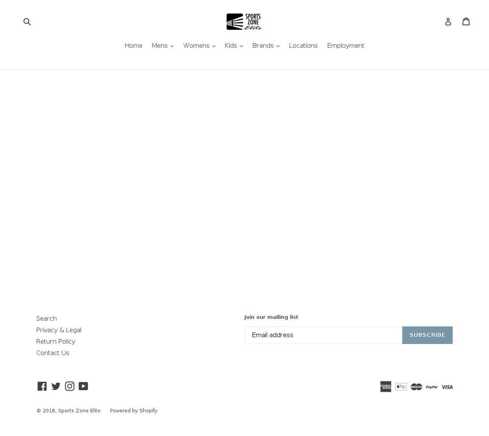 sportszoneelite.com shopify website screenshot