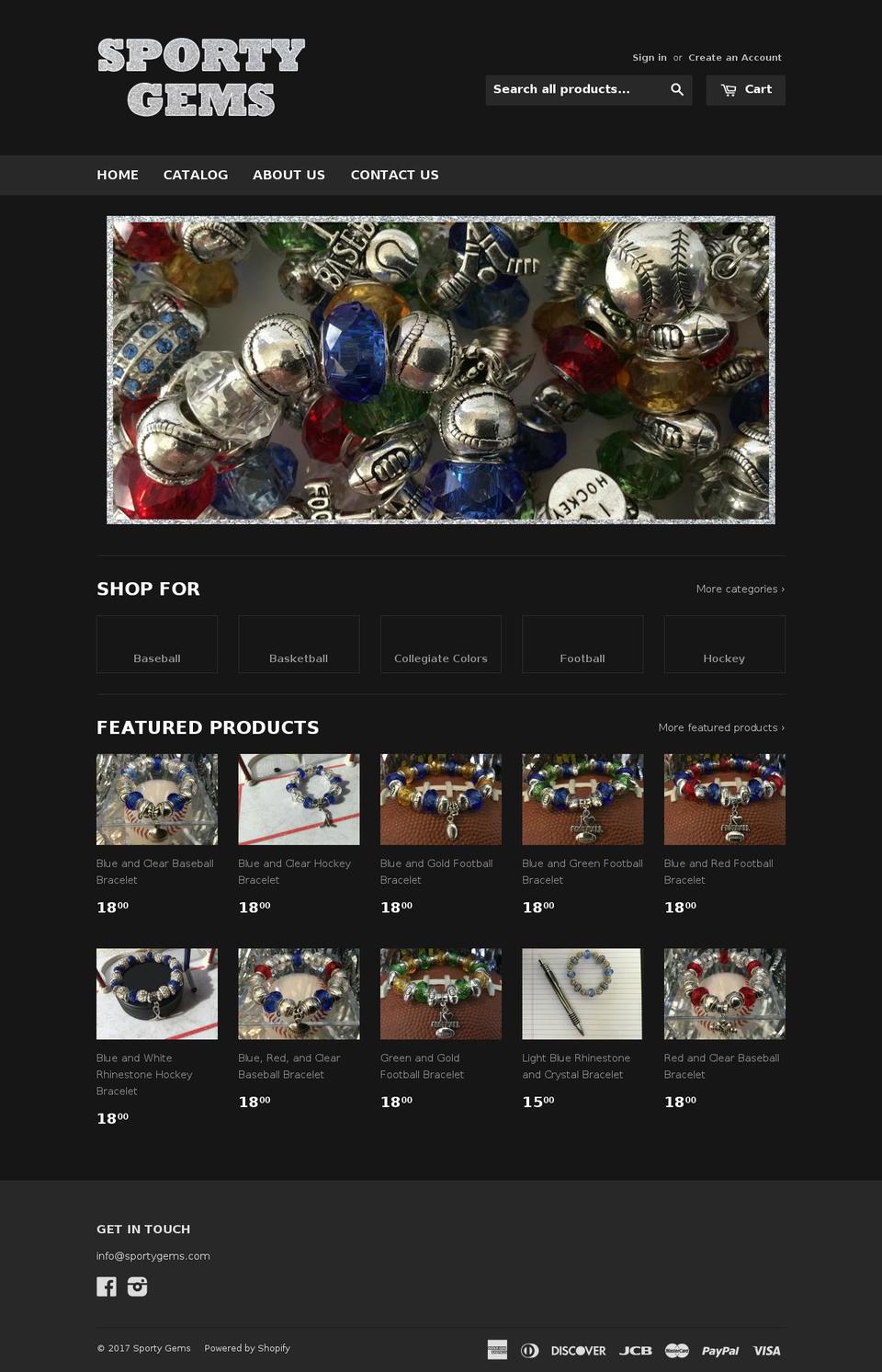 sportygems.com shopify website screenshot
