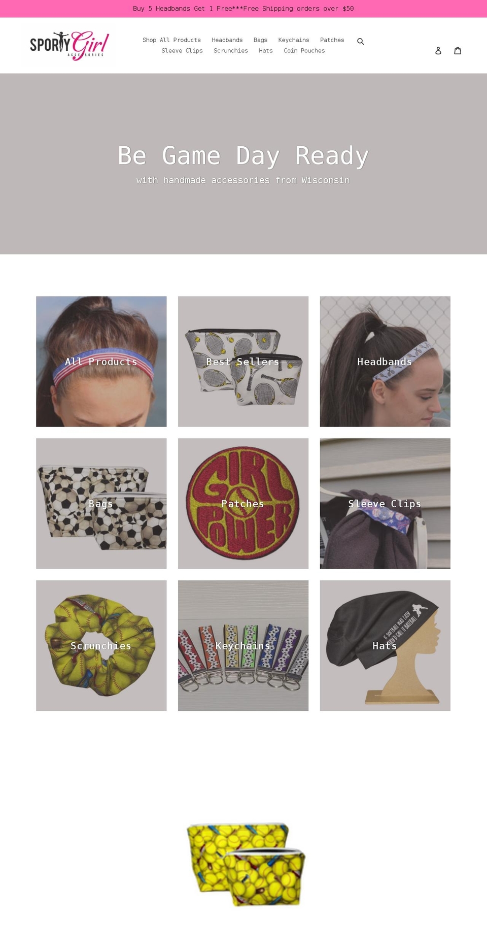 sportygirlaccessories.com shopify website screenshot