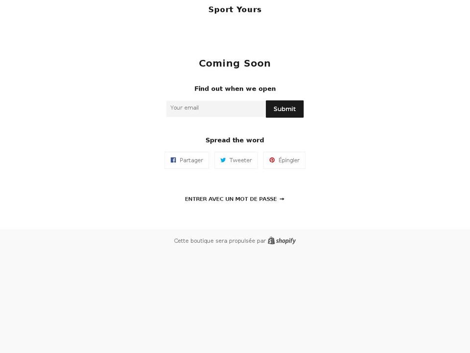 sportyours.com shopify website screenshot