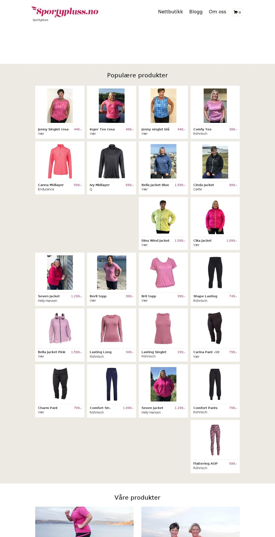 sportypluss.no shopify website screenshot