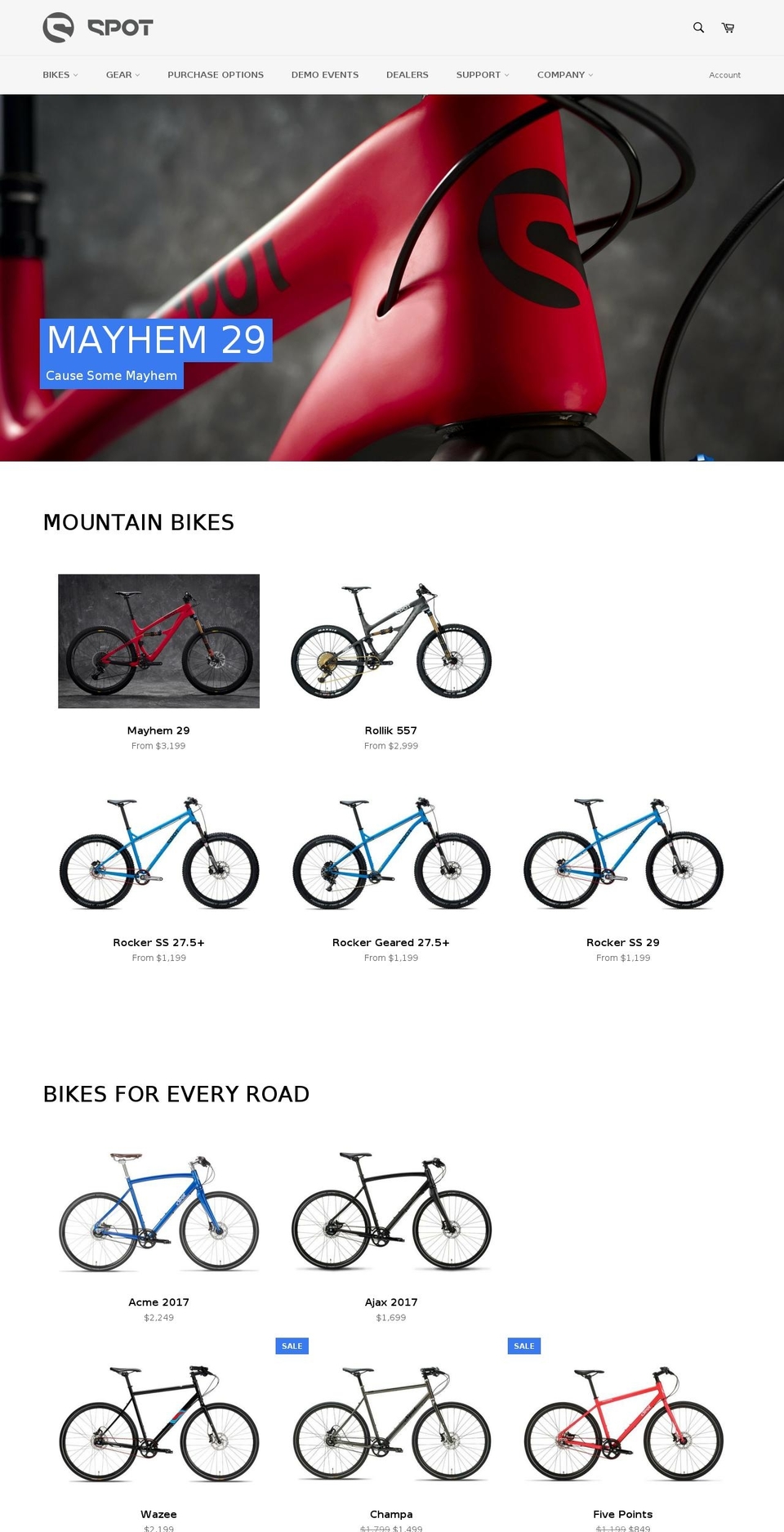 spotbikes.com shopify website screenshot