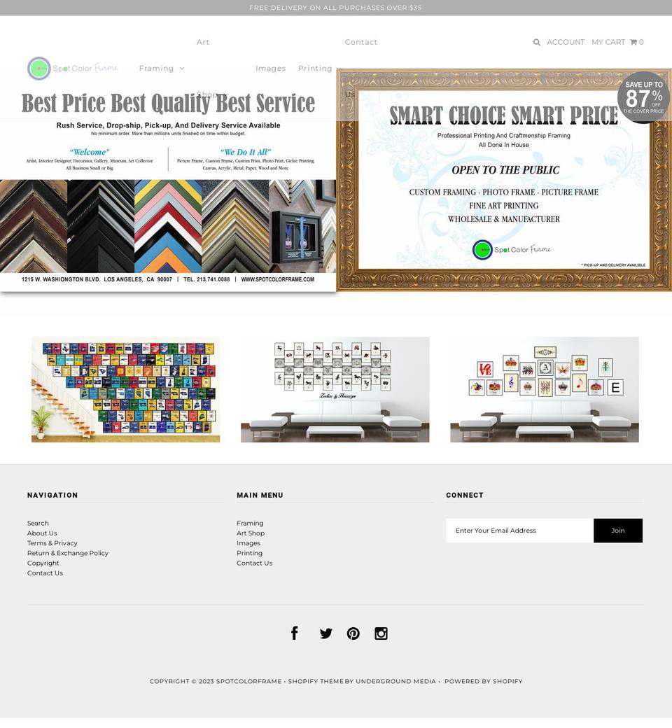 spotcolorframe.com shopify website screenshot