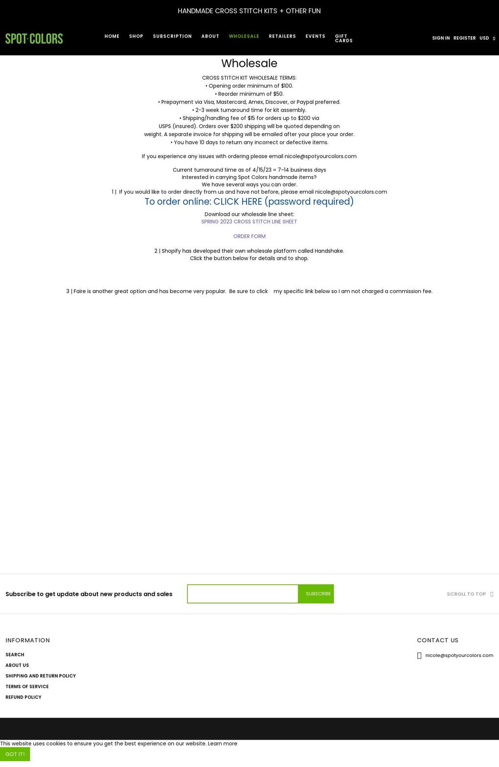 spotcolorsws.com — Shopify storefront screenshot