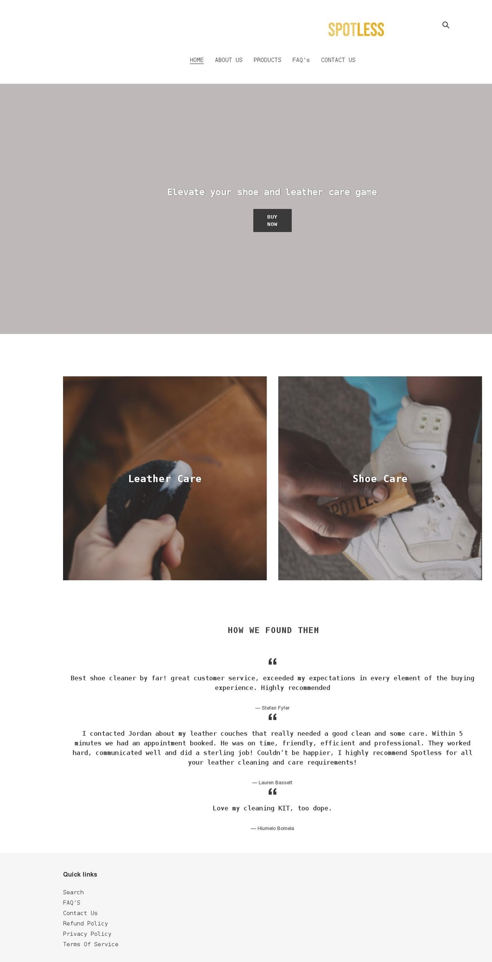 spotless.cleaning shopify website screenshot