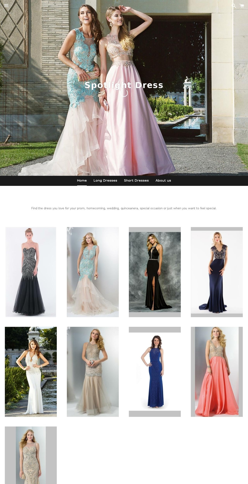 spotlightdress.com shopify website screenshot