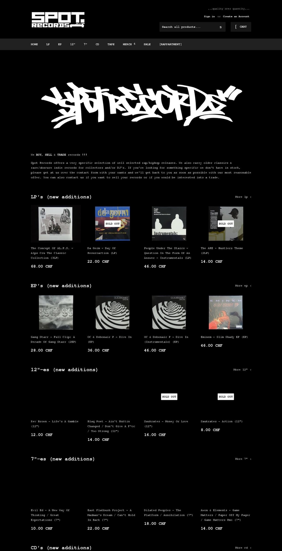 spotrecords.ch shopify website screenshot