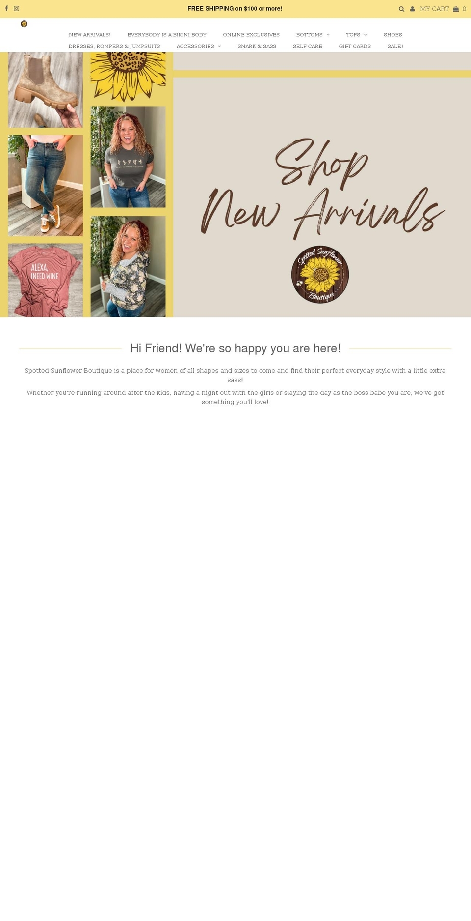 spottedsunflowerboutique.com shopify website screenshot