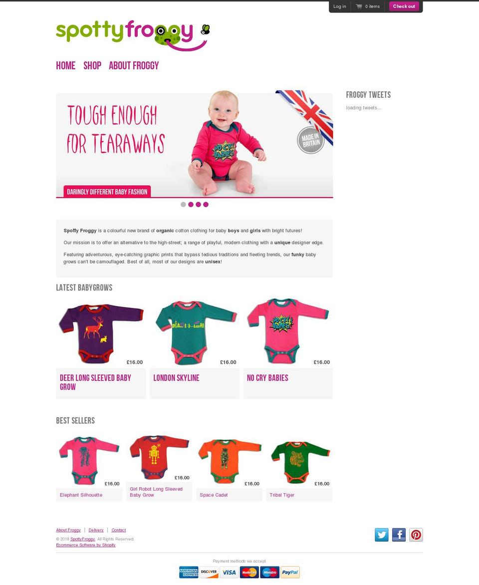 spottyfroggybaby.com — Shopify storefront screenshot