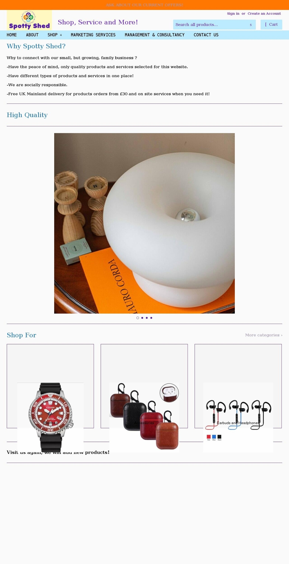 spottyshed.co.uk shopify website screenshot