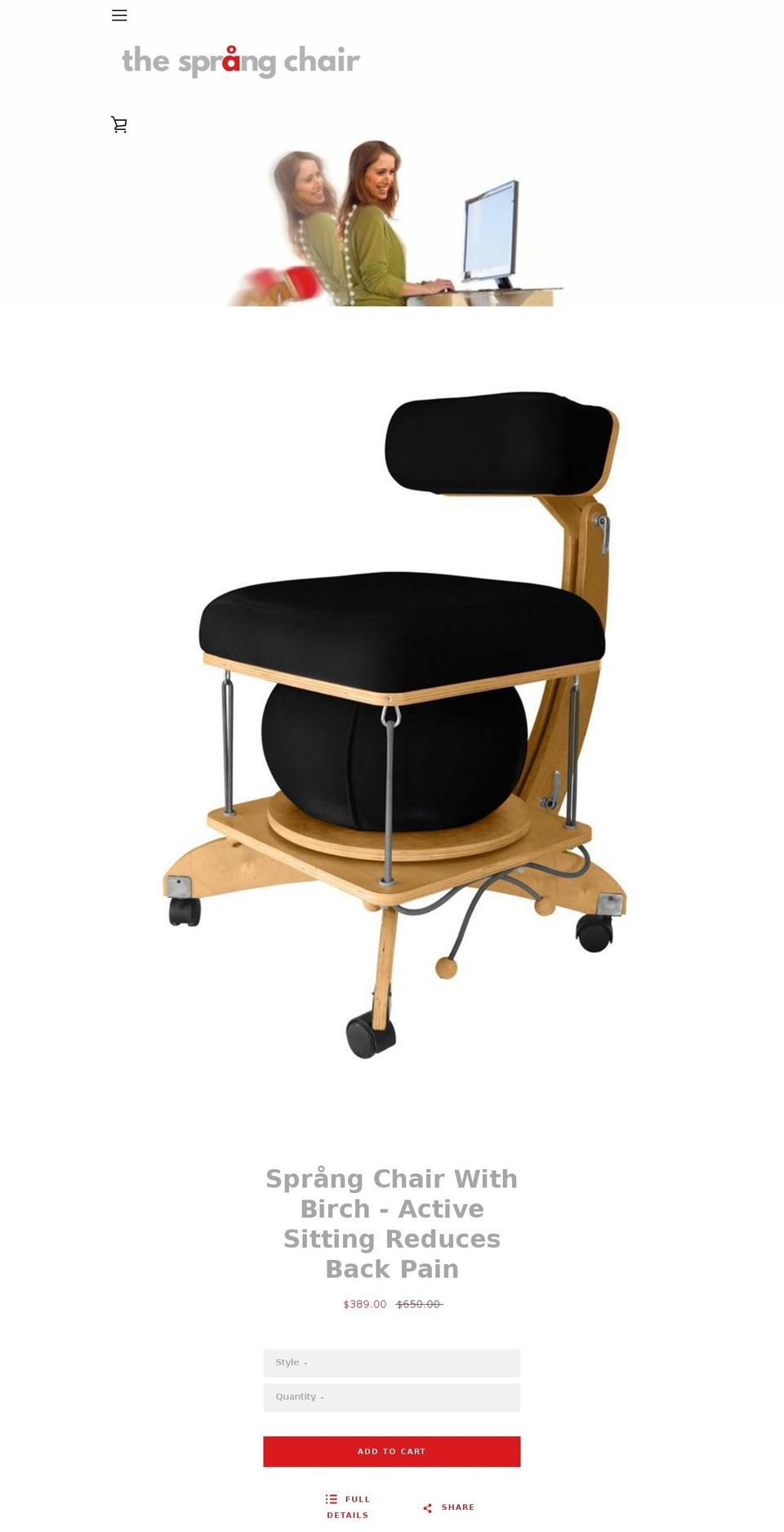 sprangchair.com — Shopify storefront screenshot