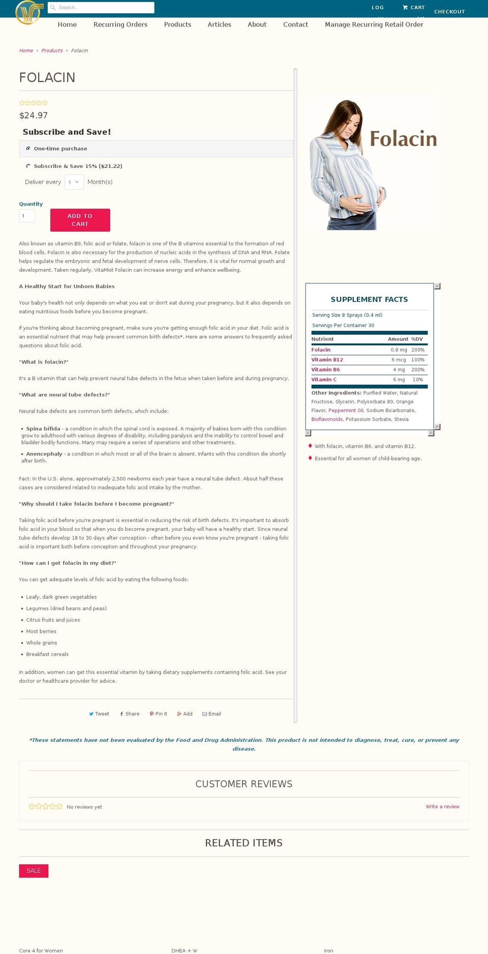 sprayfolacin.com shopify website screenshot