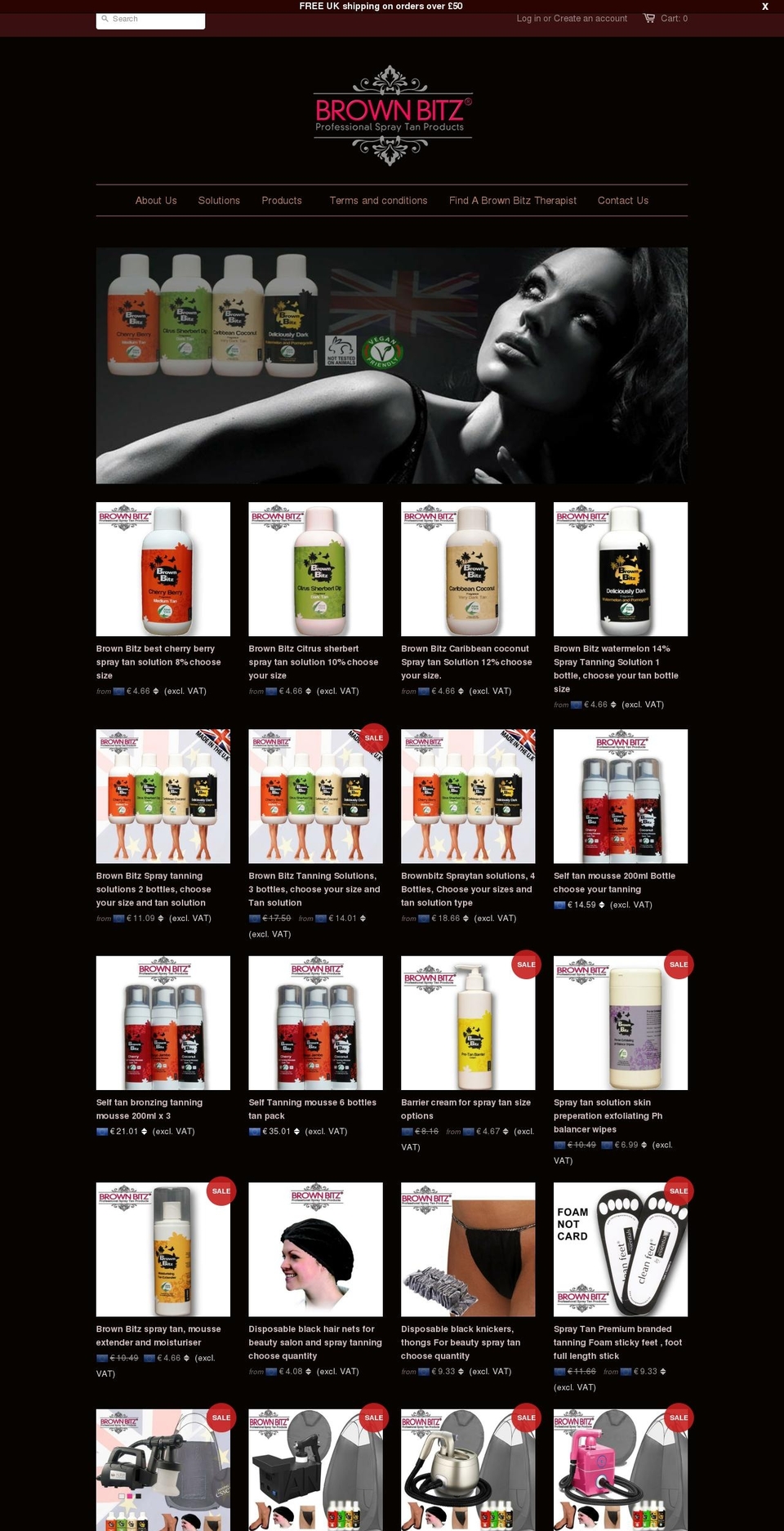 spraytan.solutions shopify website screenshot