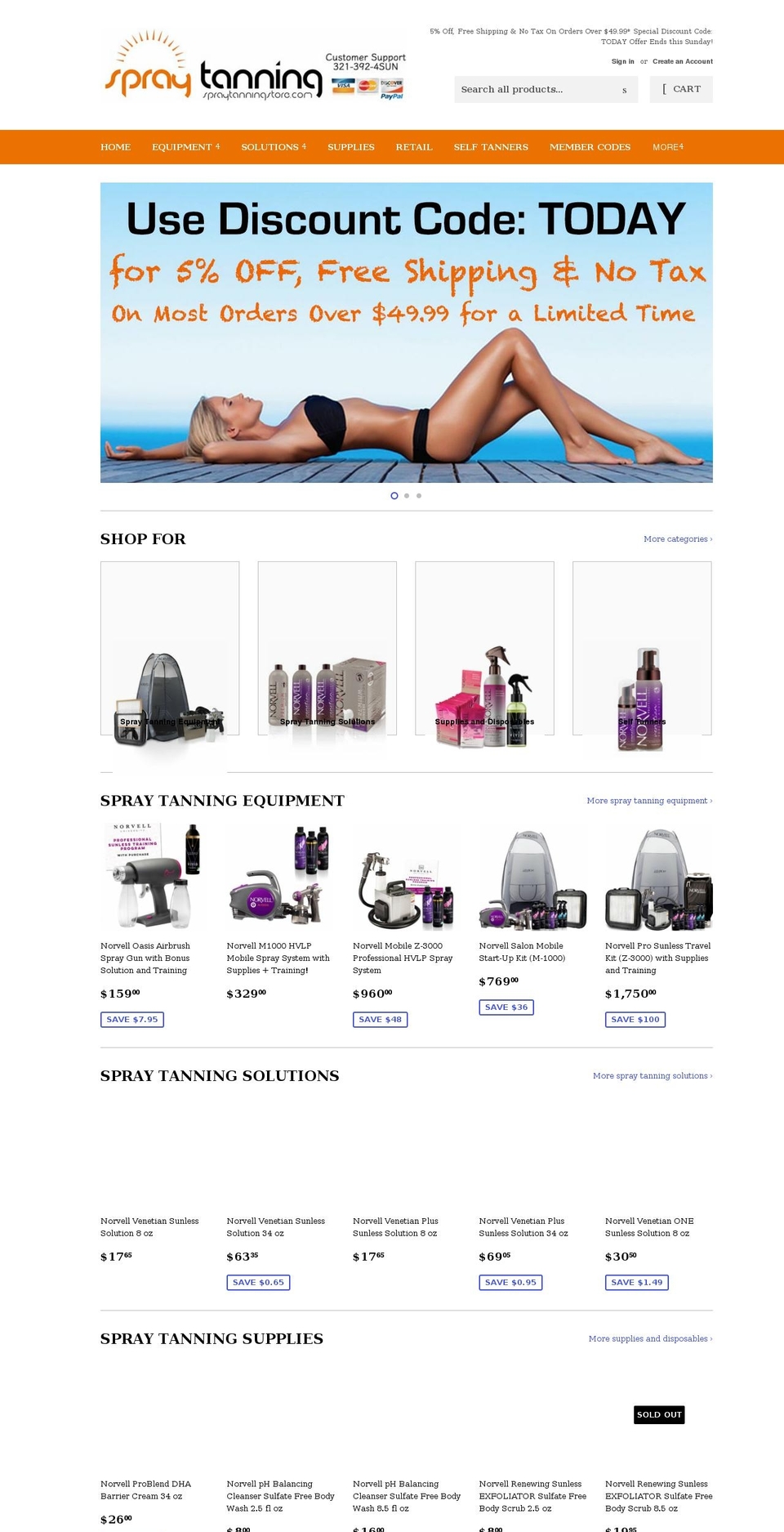 spraytanningstore.com shopify website screenshot