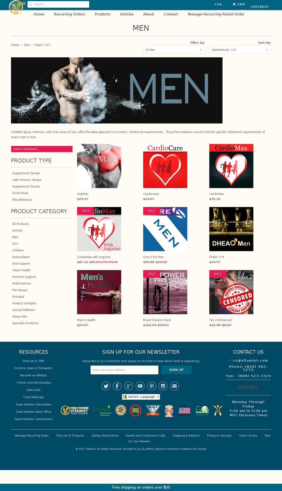 sprayvitaminsformen.com shopify website screenshot