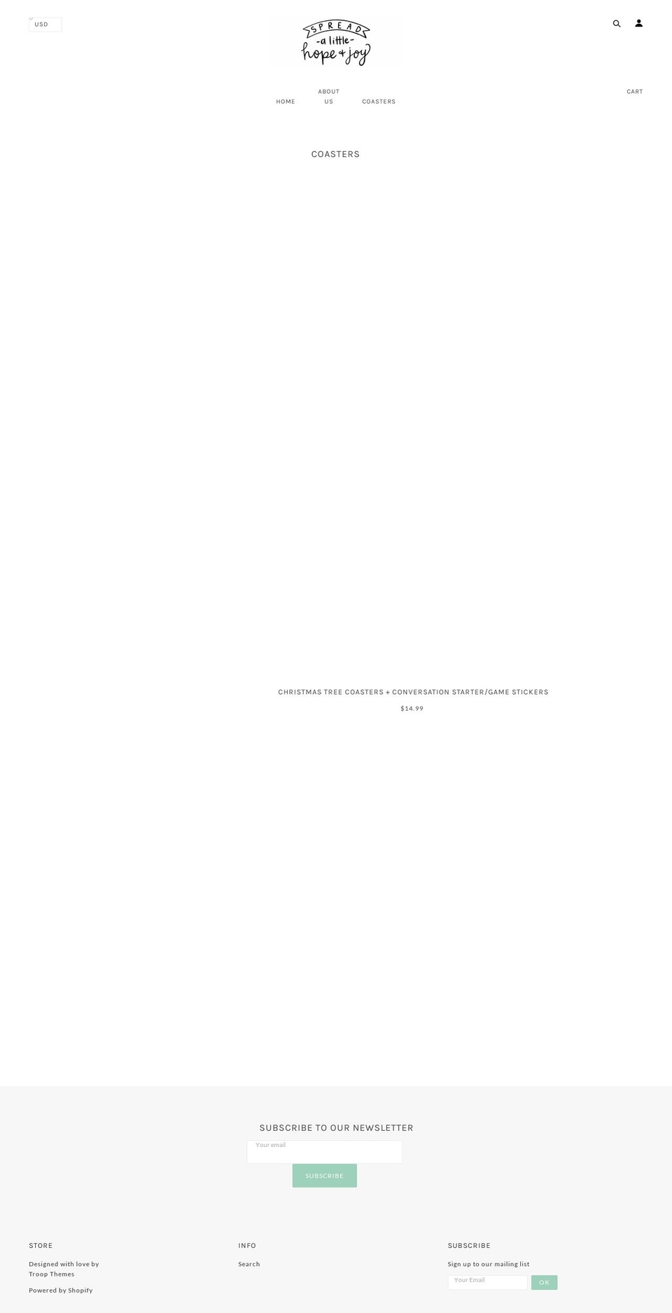 spreadalittlehopeandjoy.com shopify website screenshot