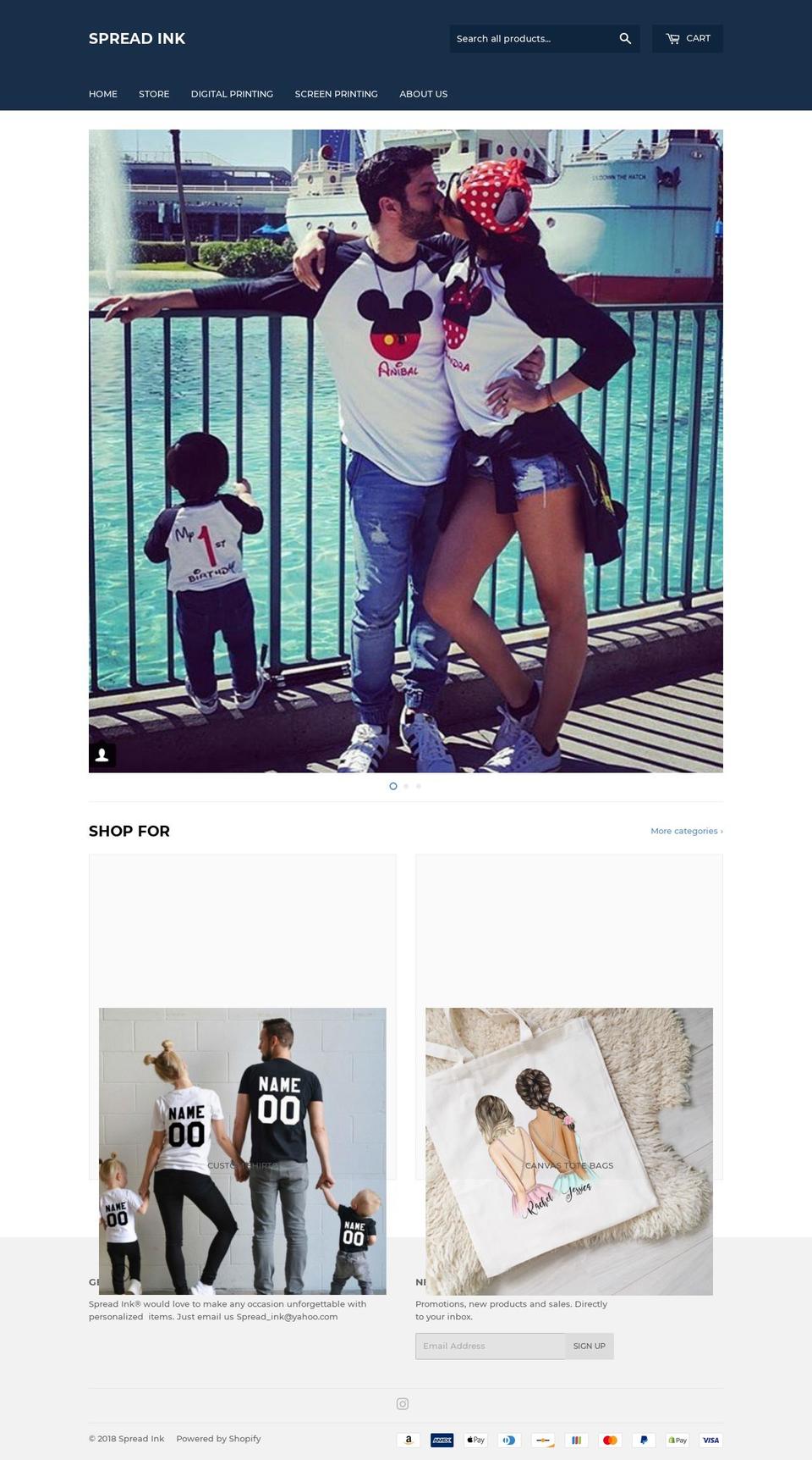 spreadinkla.com shopify website screenshot