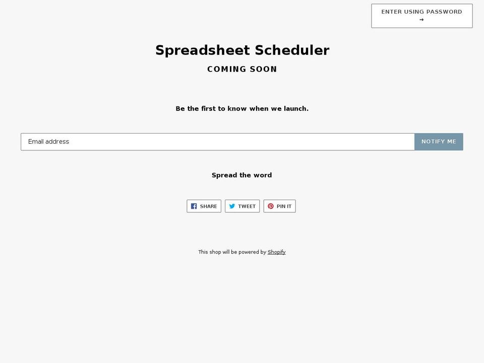 spreadsheetscheduler.com shopify website screenshot