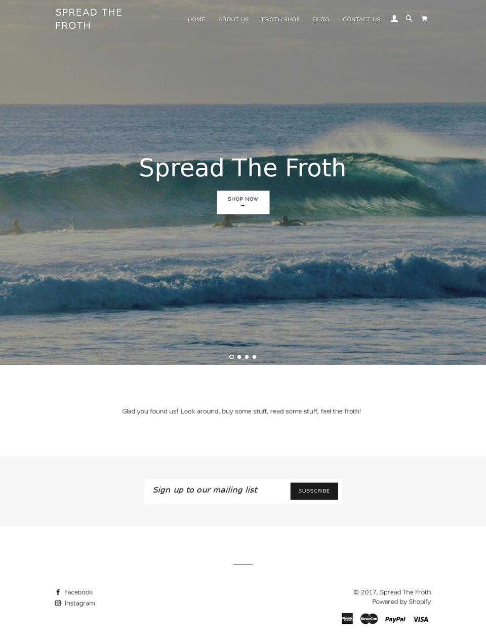 spreadthefroth.com shopify website screenshot