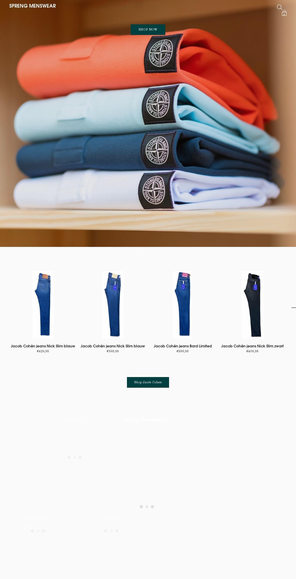 sprengmenswear.nl shopify website screenshot