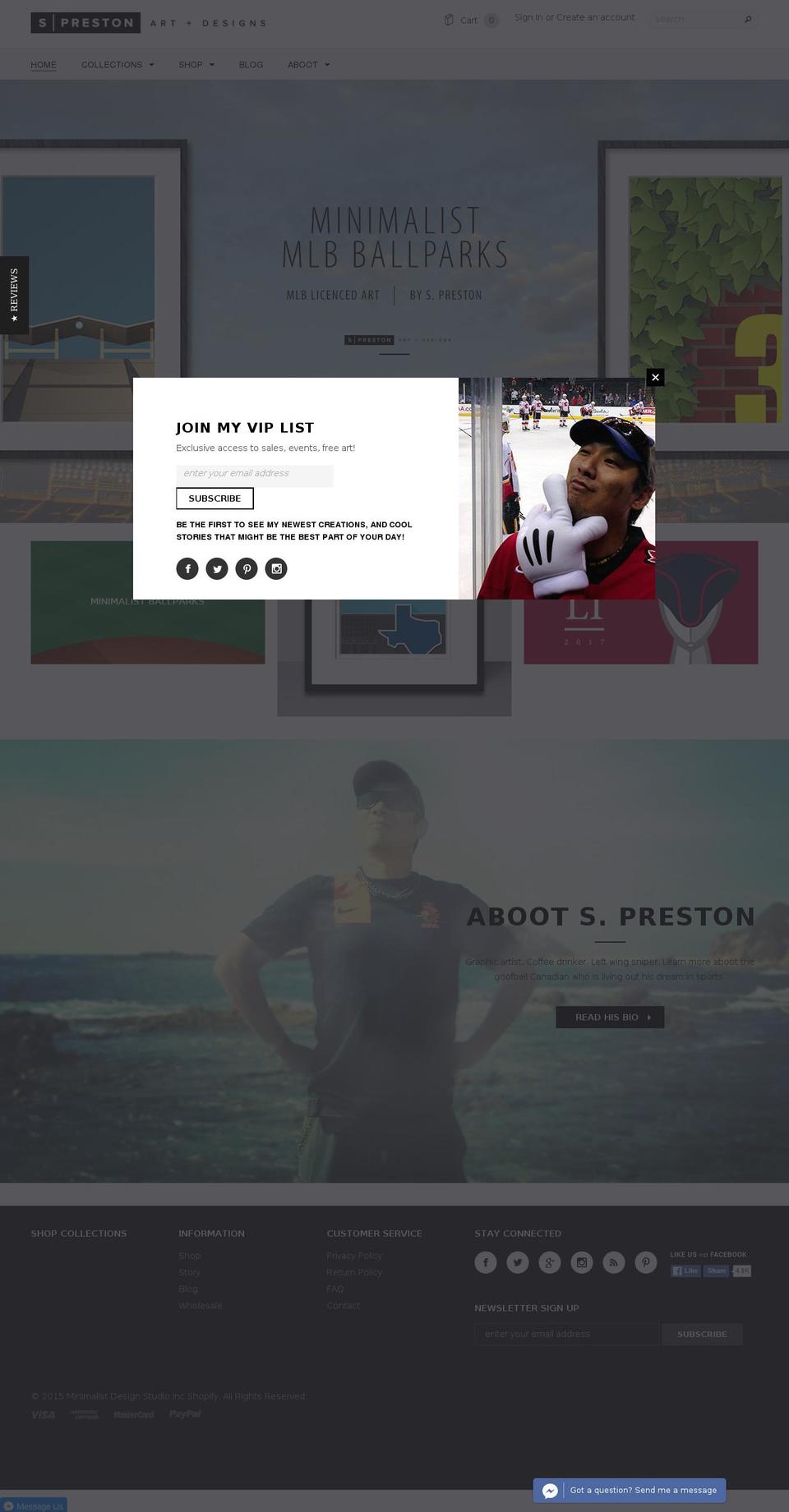 sprestondesigns.com shopify website screenshot