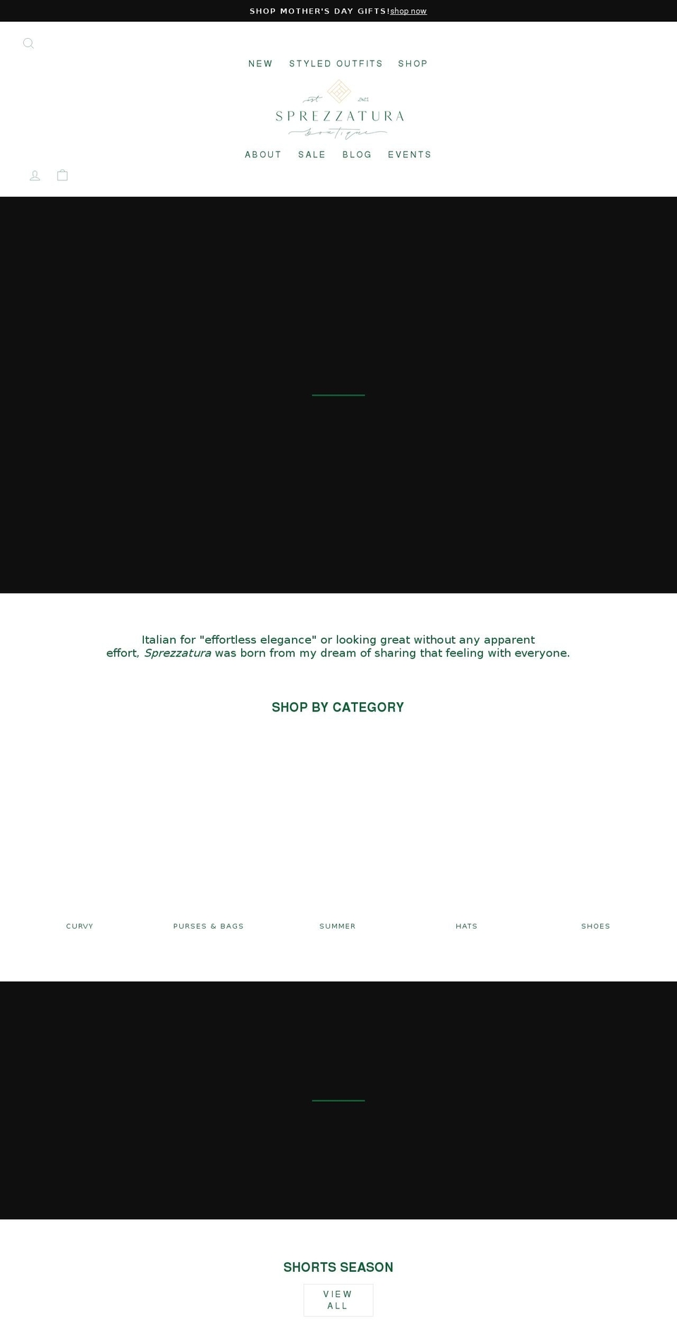 sprezzaturashop.com shopify website screenshot