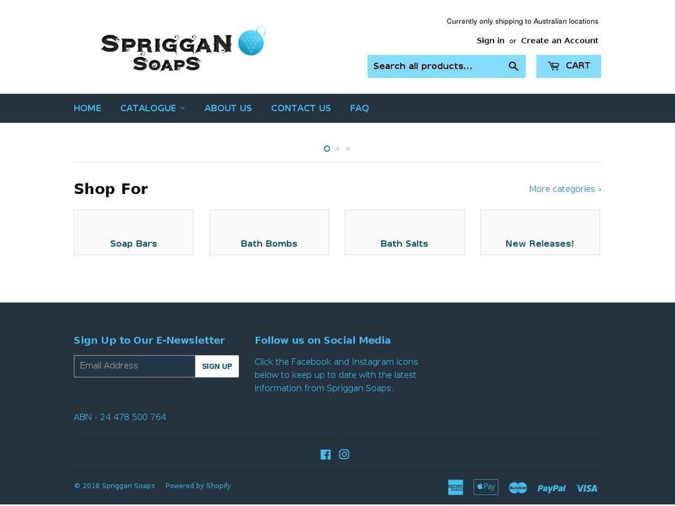 spriggansoaps.com — Shopify storefront screenshot