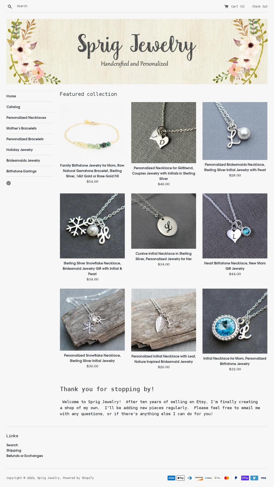 sprigjewelry.com shopify website screenshot