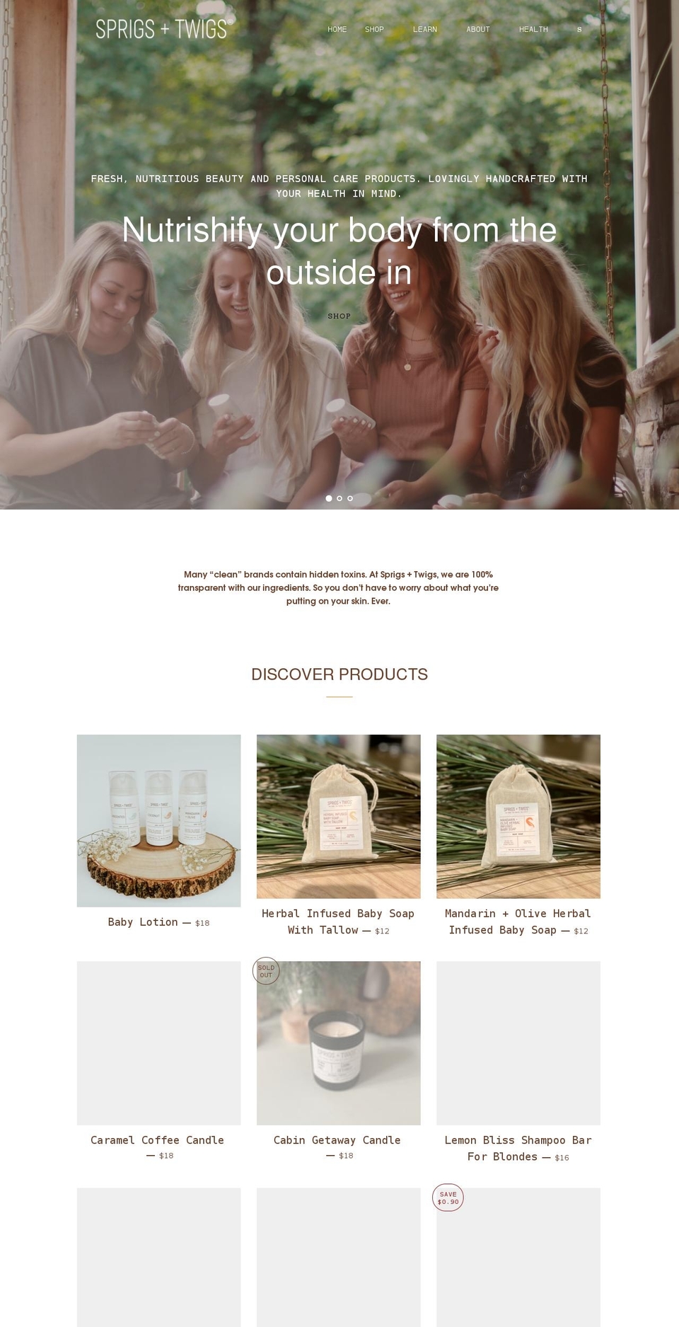 sprigsandtwigs.shop shopify website screenshot
