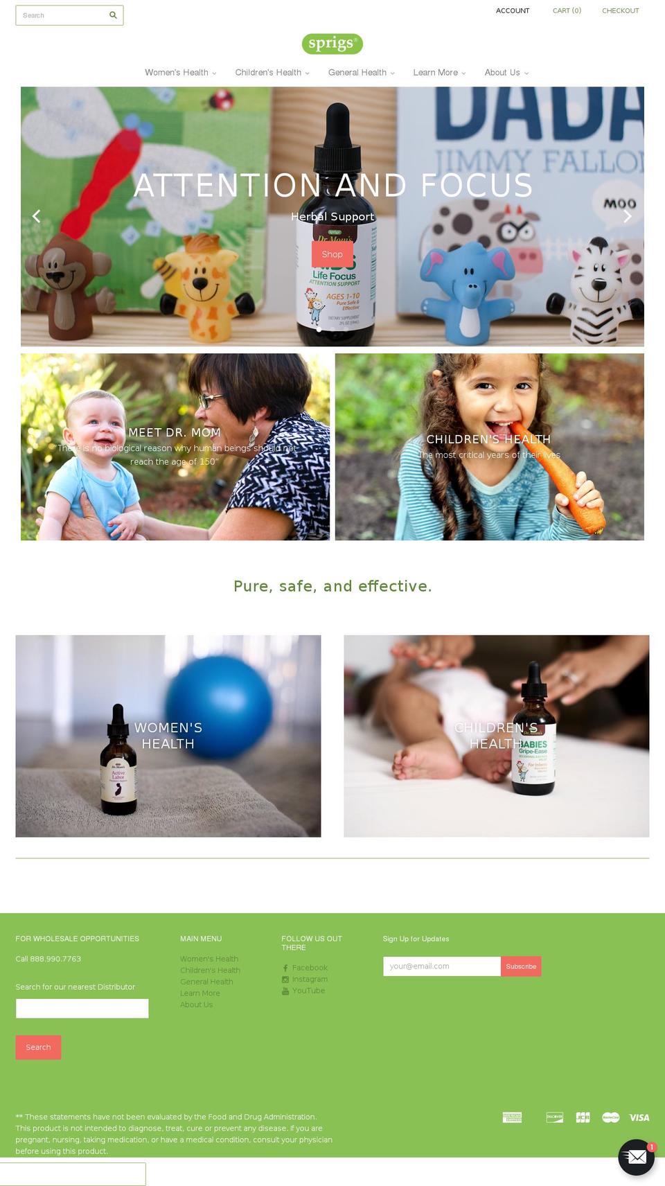 sprigslife.com shopify website screenshot