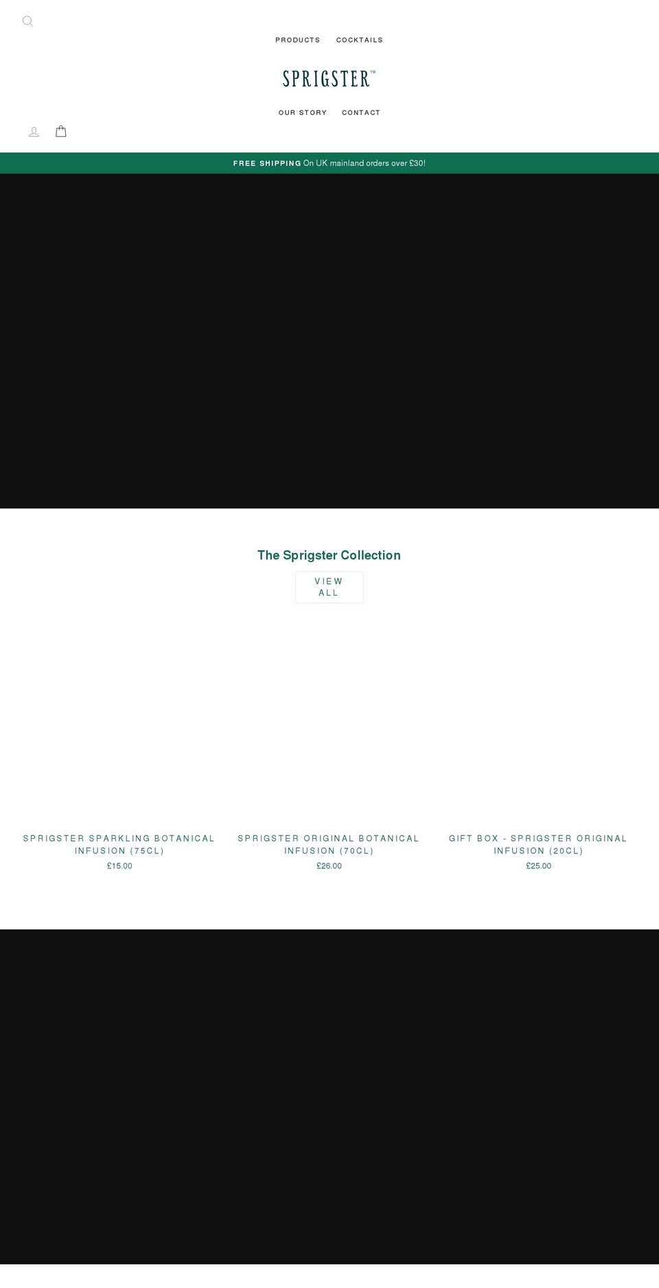 sprigsterdrinks.com shopify website screenshot