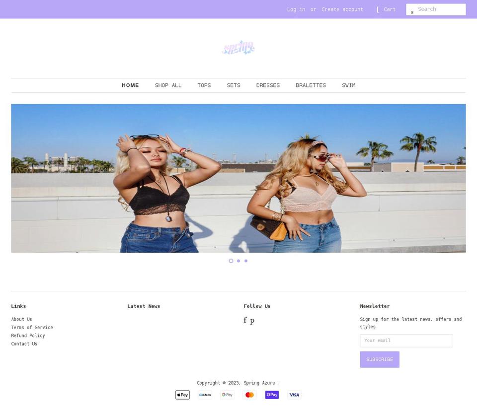 springazureshop.com shopify website screenshot