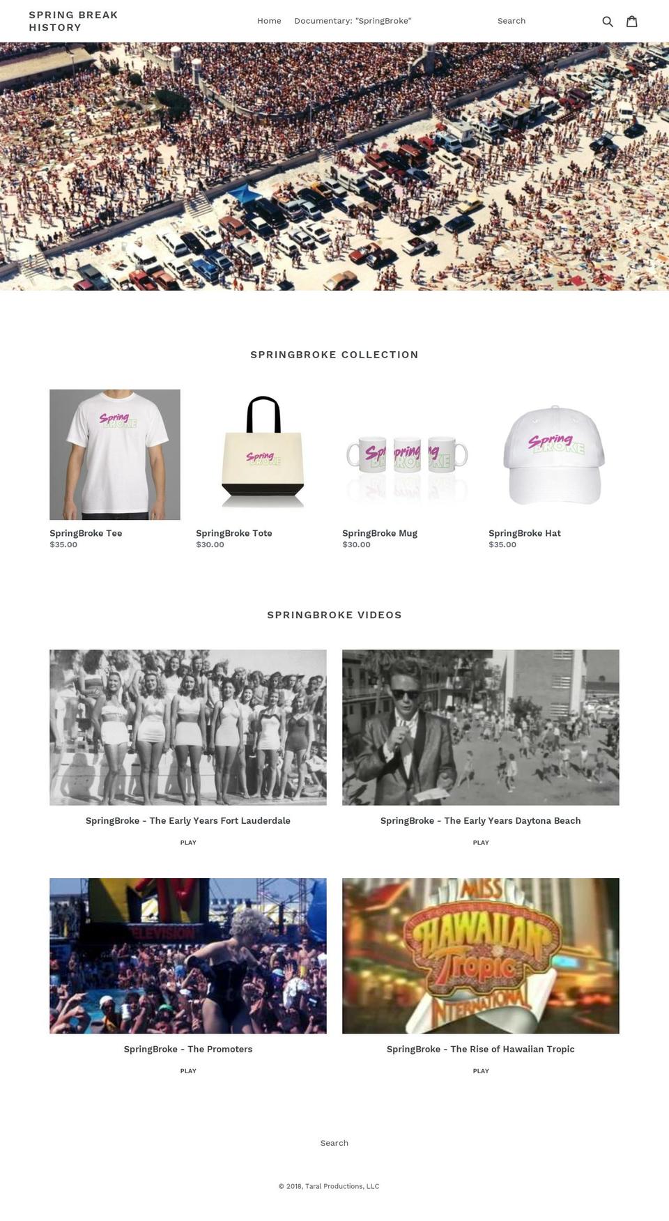 springbreakhistory.co shopify website screenshot