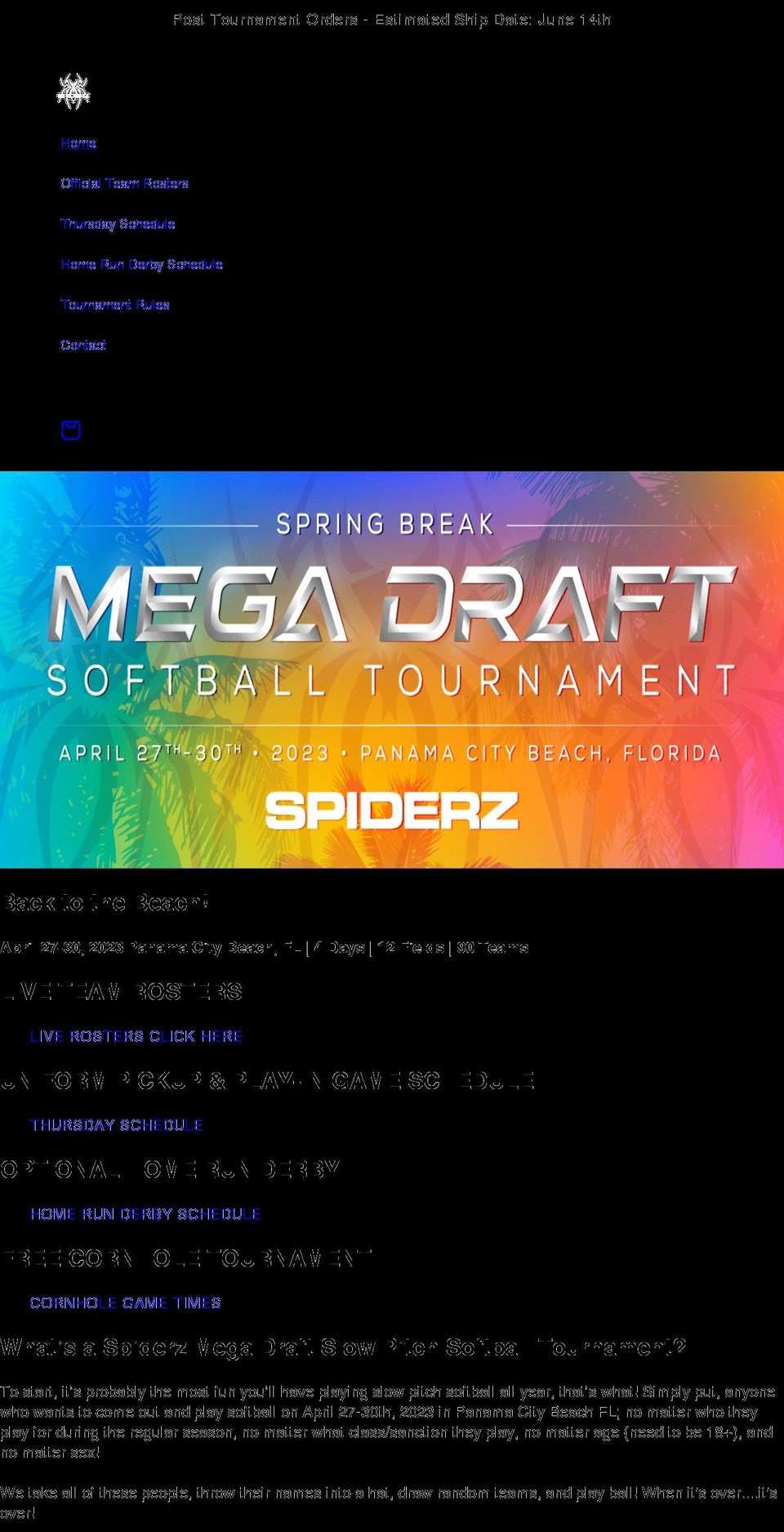 springbreakmegadraft.com shopify website screenshot