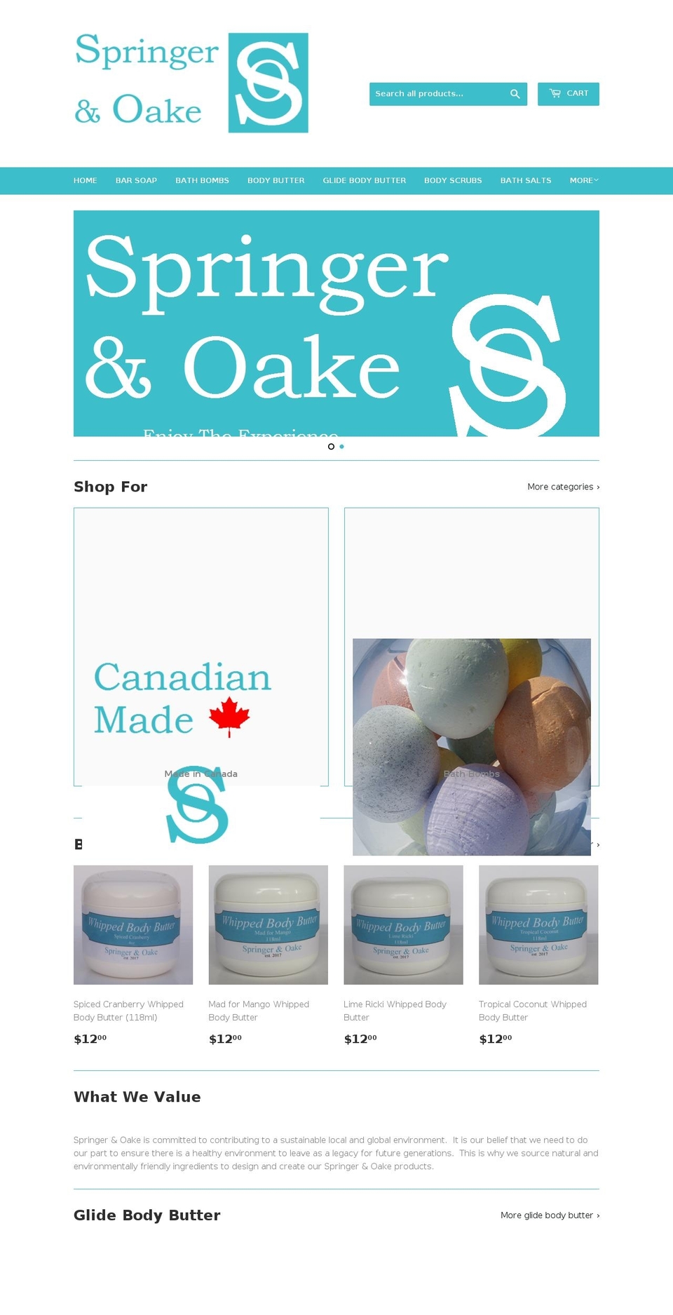 springernoake.com — Shopify storefront screenshot