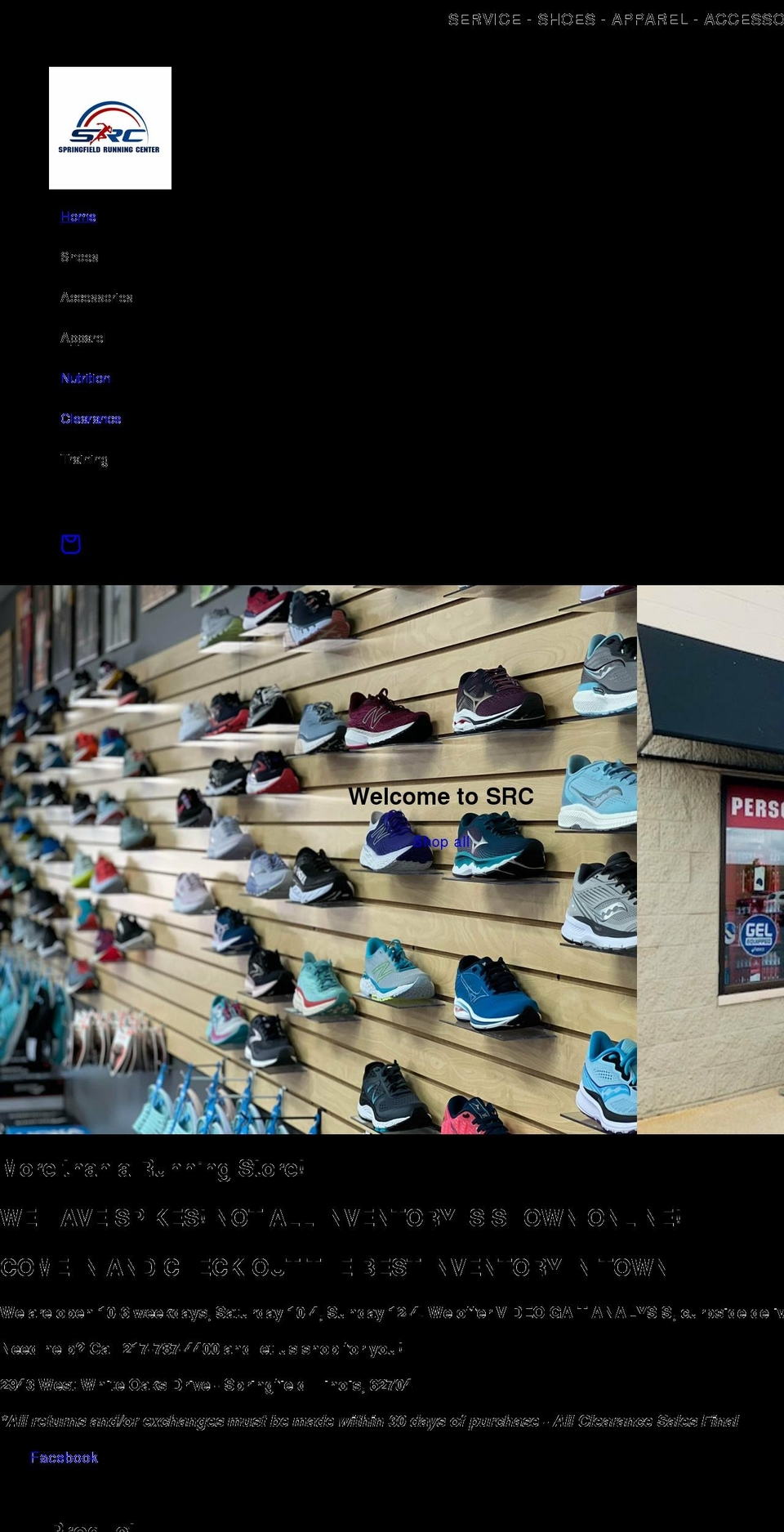 springfieldrunningcenter.com shopify website screenshot