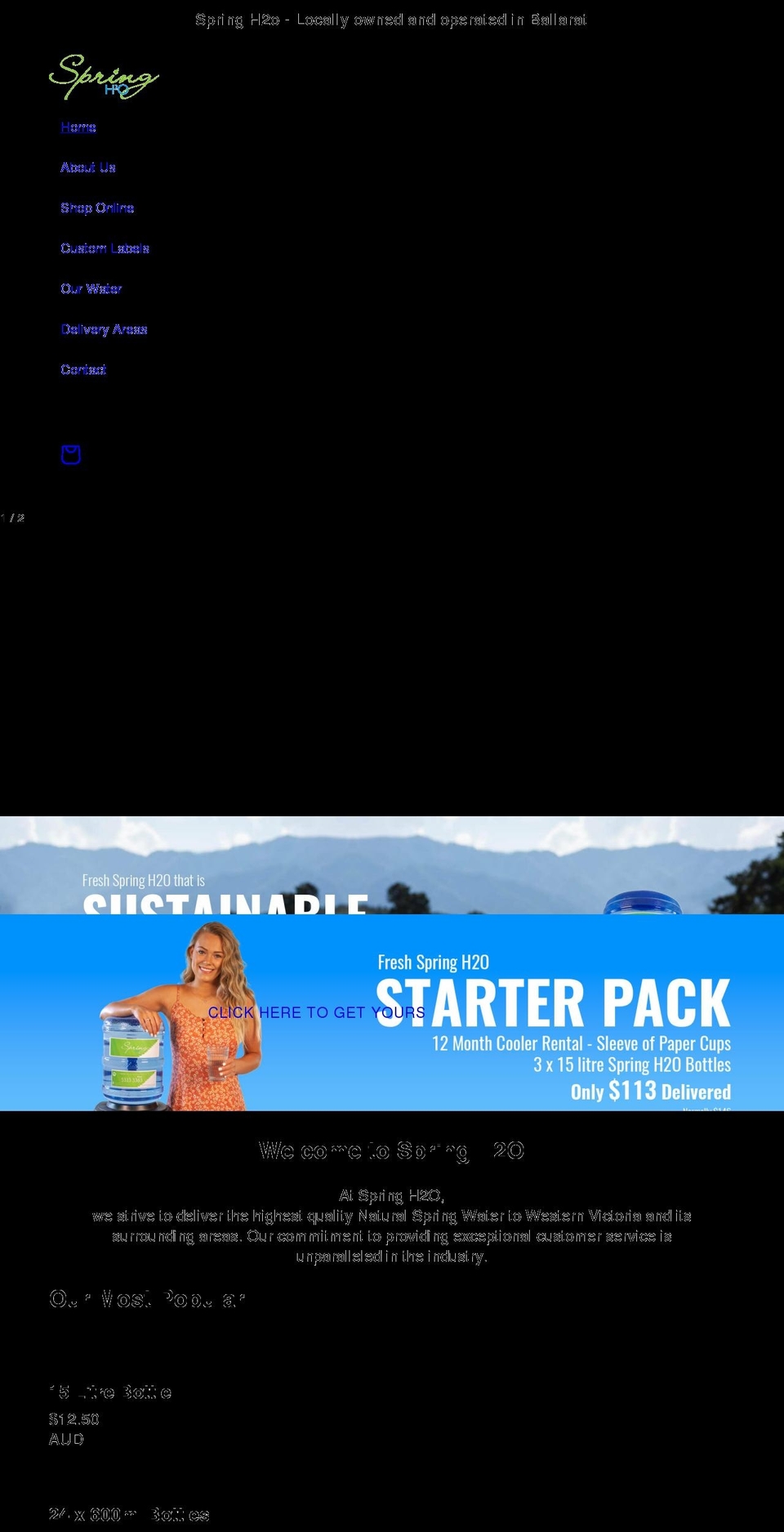 springh2o.com.au shopify website screenshot
