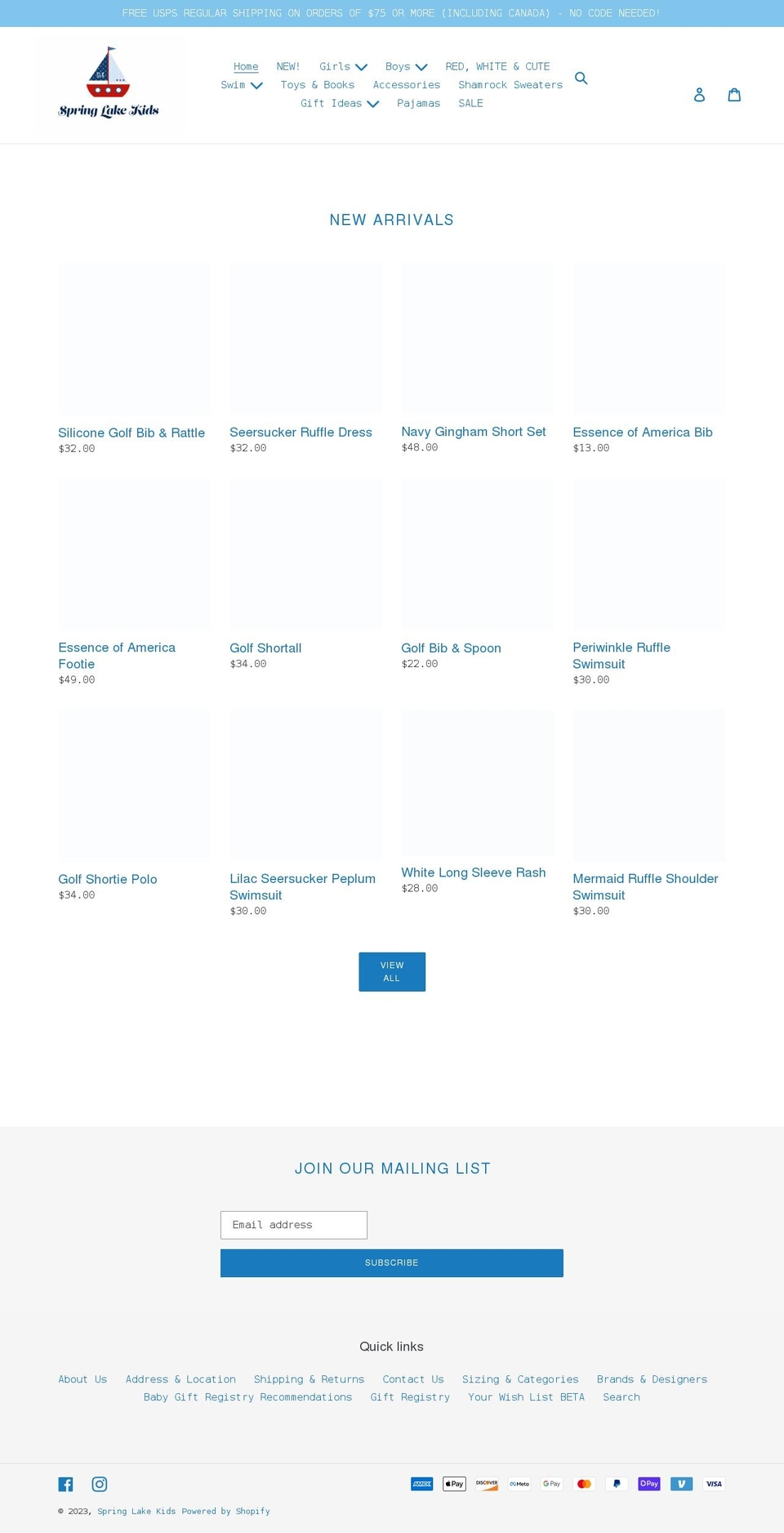 springlakekids.com shopify website screenshot