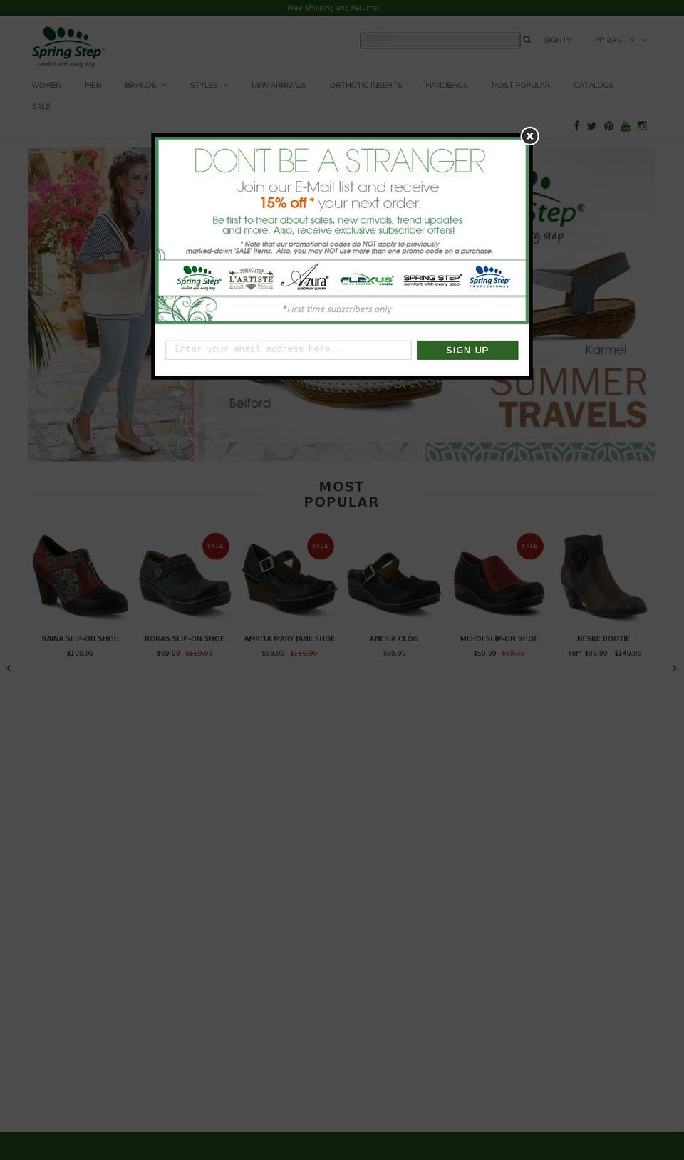 springstepshoes.com shopify website screenshot