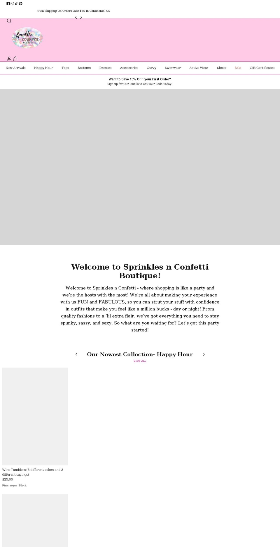 sprinklesnconfetti.com shopify website screenshot