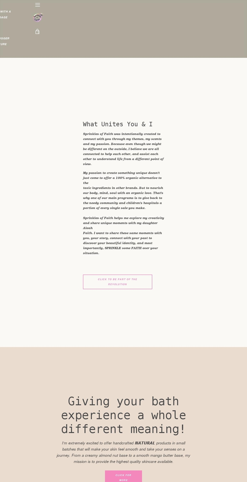 sprinklesoffaithsoaps.com shopify website screenshot