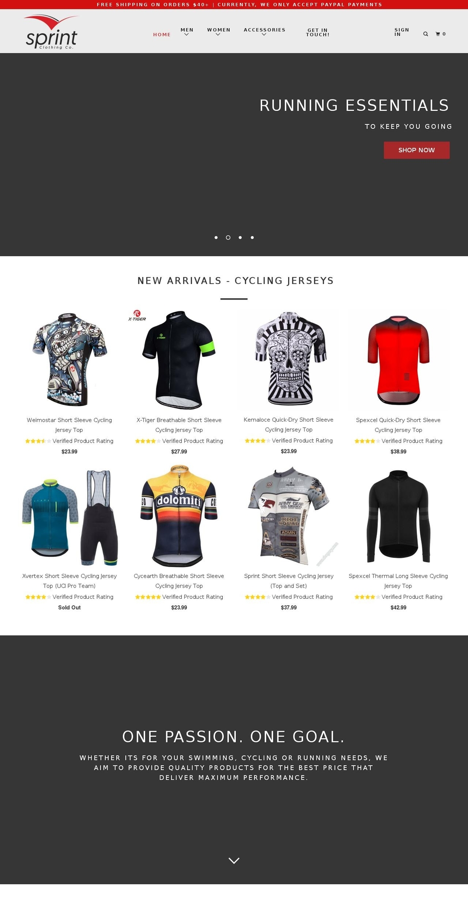 sprintclothing.com shopify website screenshot
