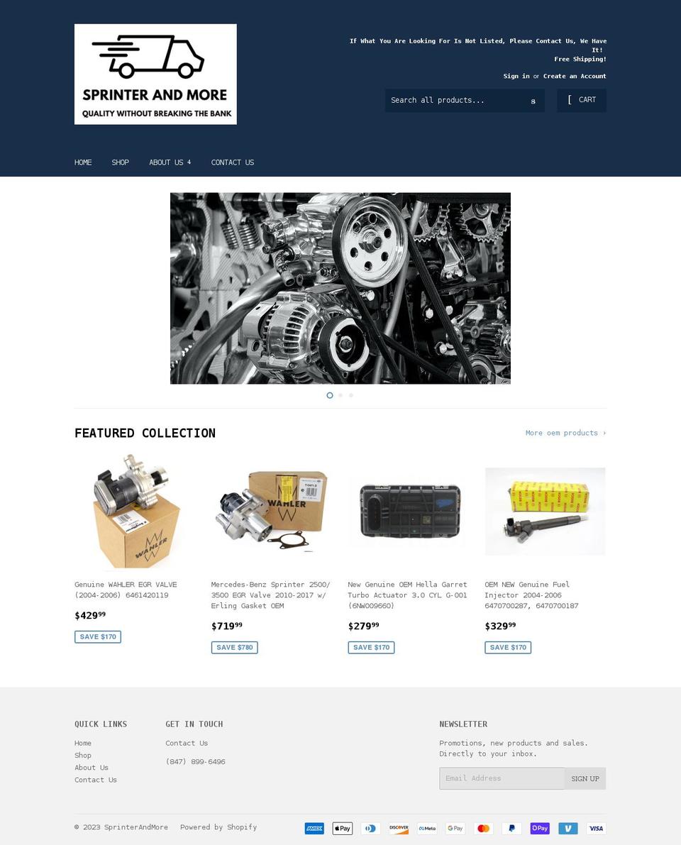 sprinterandmore.com shopify website screenshot