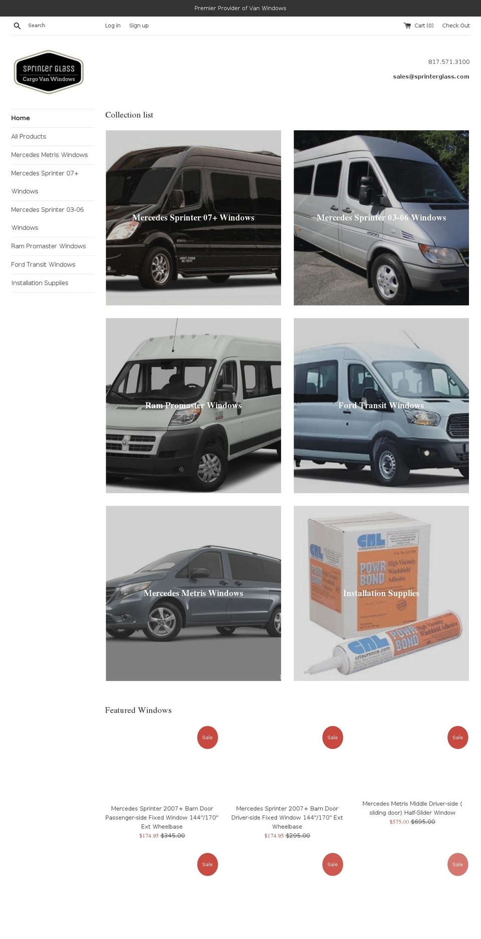sprinterglass.com shopify website screenshot
