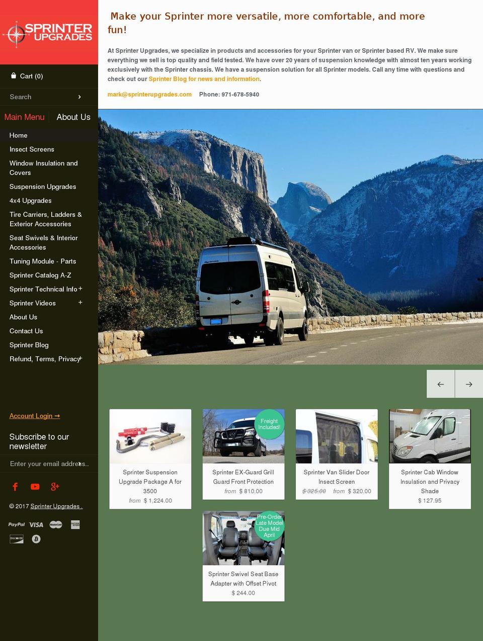 sprinterupgrades.com shopify website screenshot