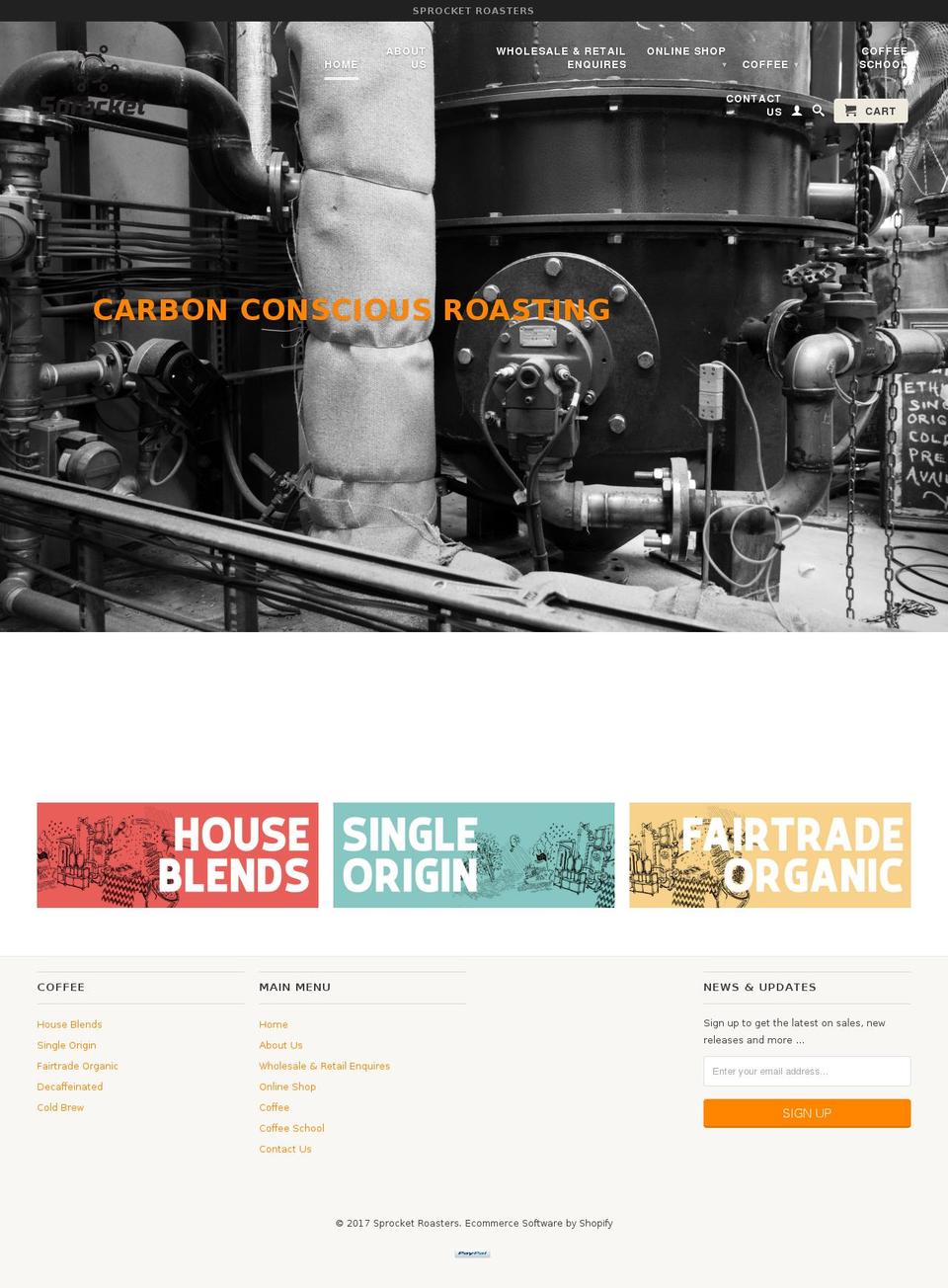 sprocketroasters.com.au shopify website screenshot