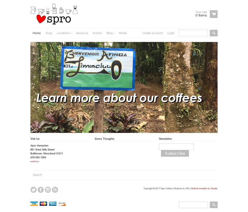 sprocoffee.com shopify website screenshot