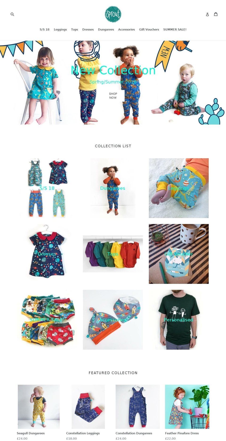 sproutchildrenswear.com — Shopify storefront screenshot
