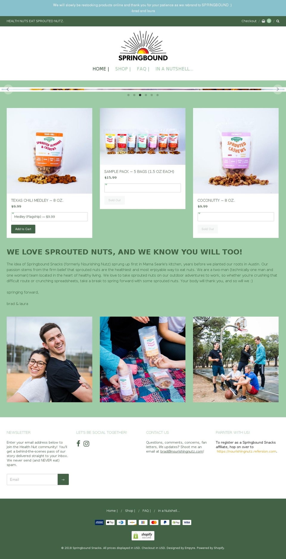 sproutednutz.com — Shopify storefront screenshot