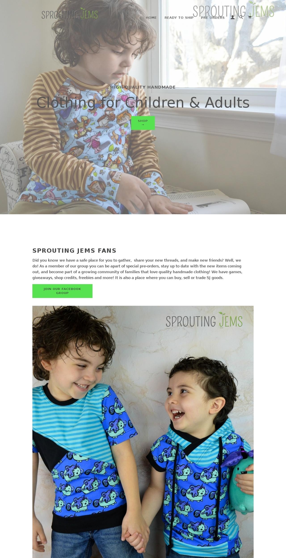 sproutingjems.com — Shopify storefront screenshot